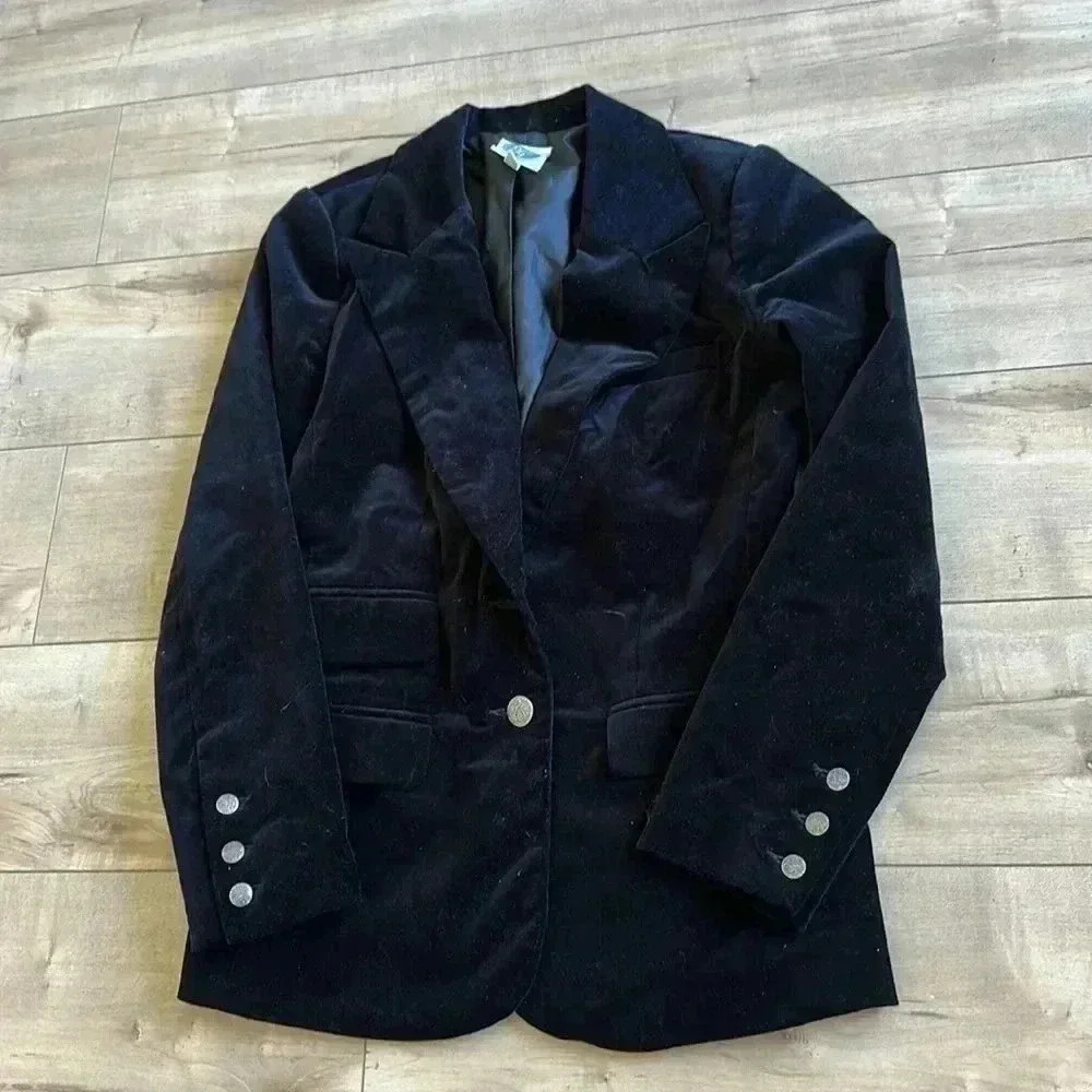 DG2 Diane Gilman Black Velvet Jacket Sz XS EA076